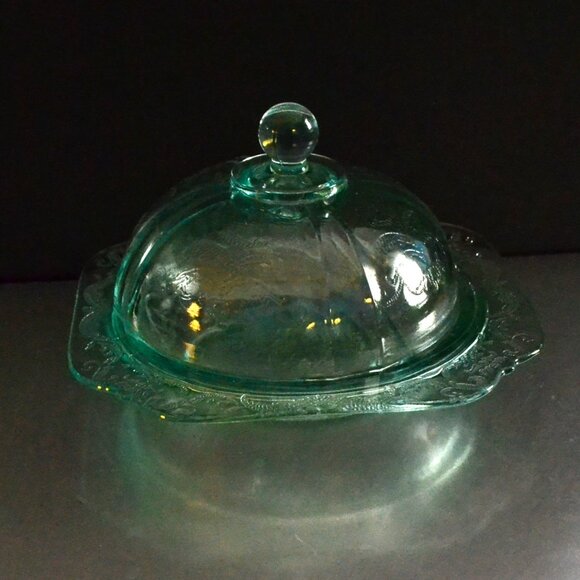Vintage Indiana Glass Covered Dish Federal Glass Rep Madrid Pattern Serveware - Picture 4 of 8